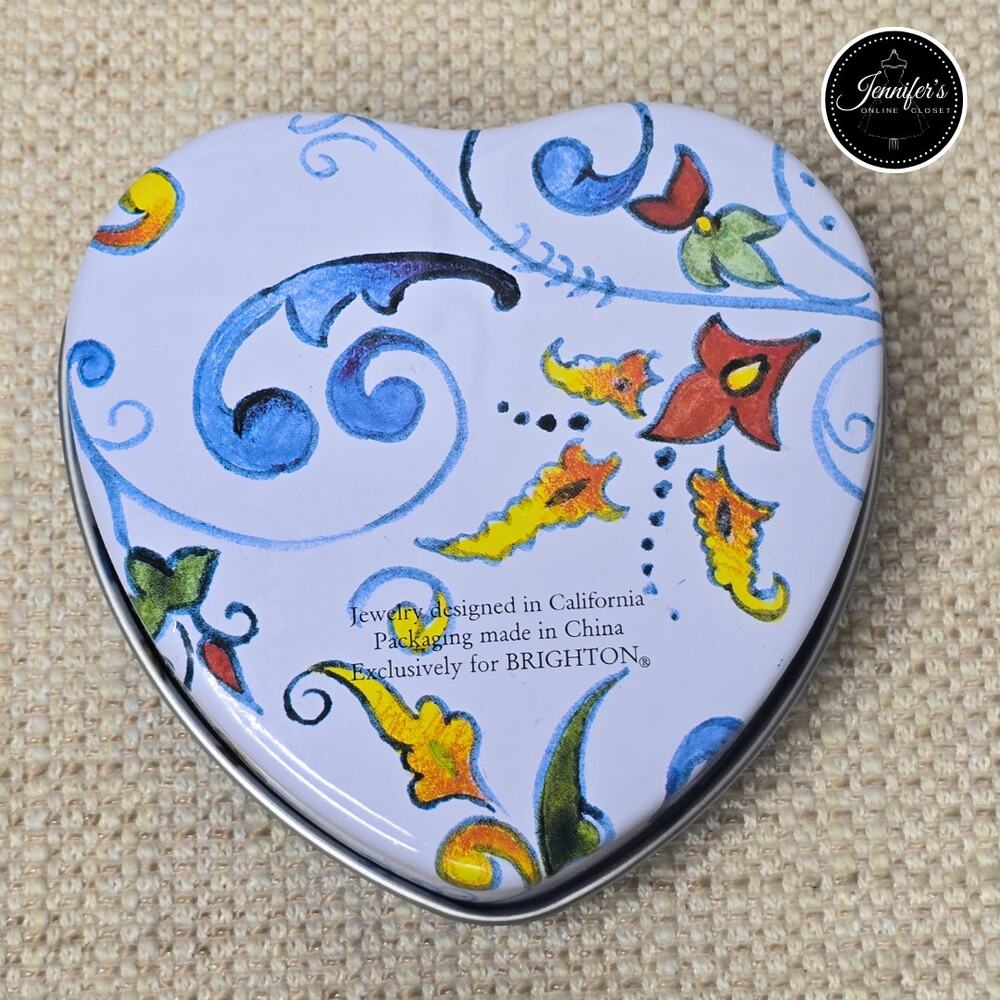 Brighton Heart Shaped Scroll Design Tin Box - Picture 2 of 6